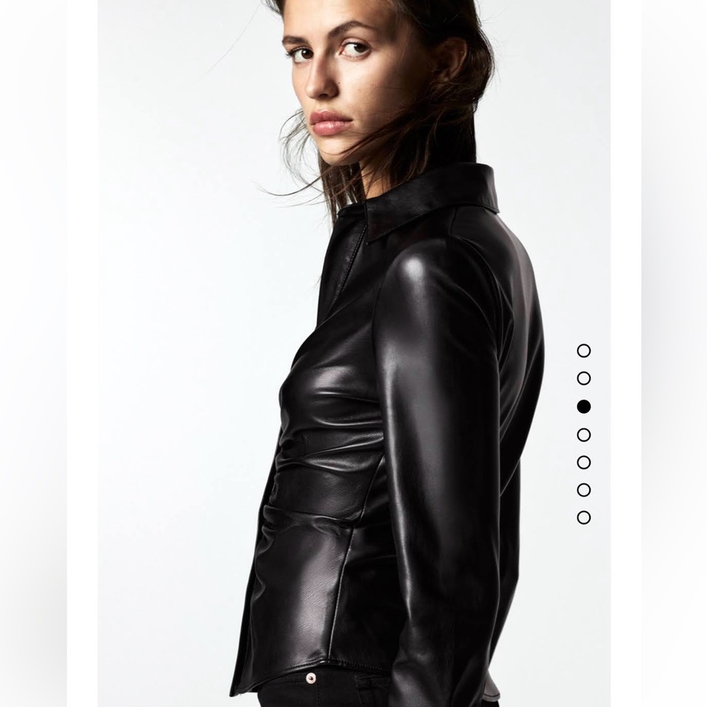Zara Fitted Faux Leather Shirt - Picture 7 of 8